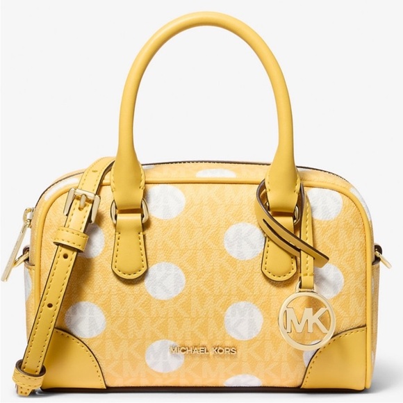 Michael Kors Thompson Extra-Small Polka Dot Signature Logo Satchel Daisy Yellow - Picture 1 of 7